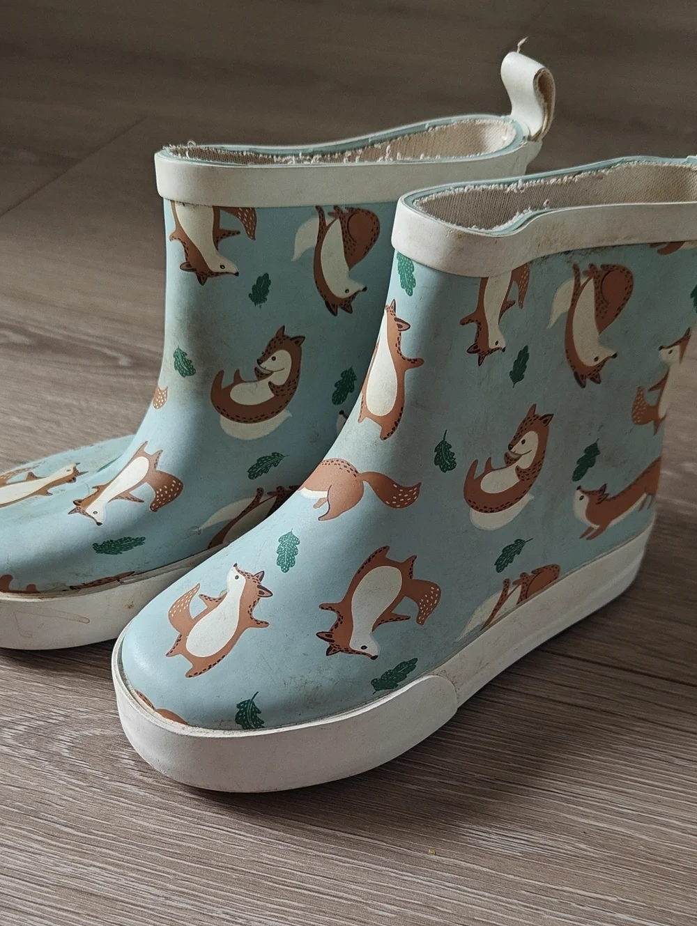 H&M Toddler 8.5 Kids Fox Print Rain Boots - Light Blue